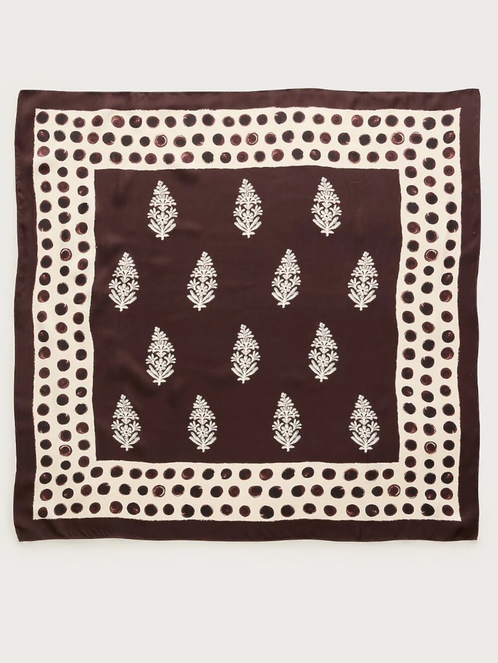 J. Crew Blockprint Printed Silk Scarf - Smoked Walnut
